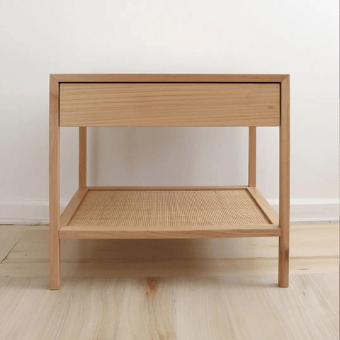 Velador De Madera y Junco